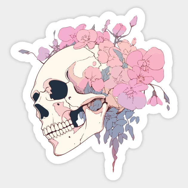 Floral Skull Sticker by SimmsGallery